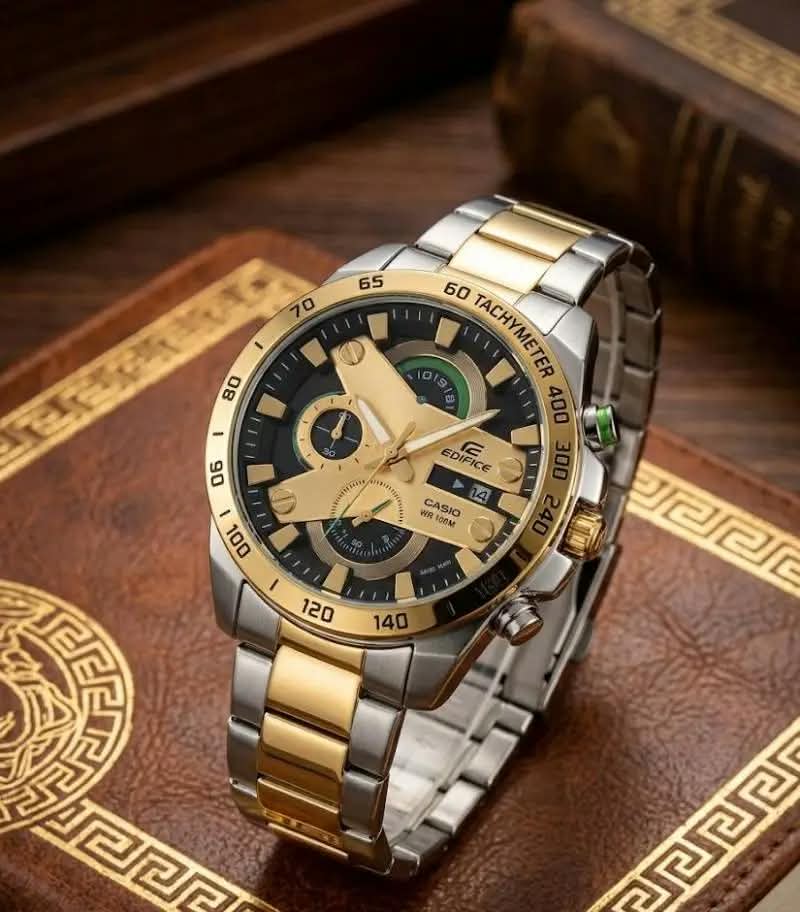 Casio Edifice Two-Tone Chronograph Watch (Black Dial)
