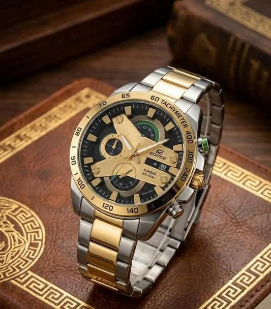 Casio Edifice Two-Tone Chronograph Watch (Black Dial)